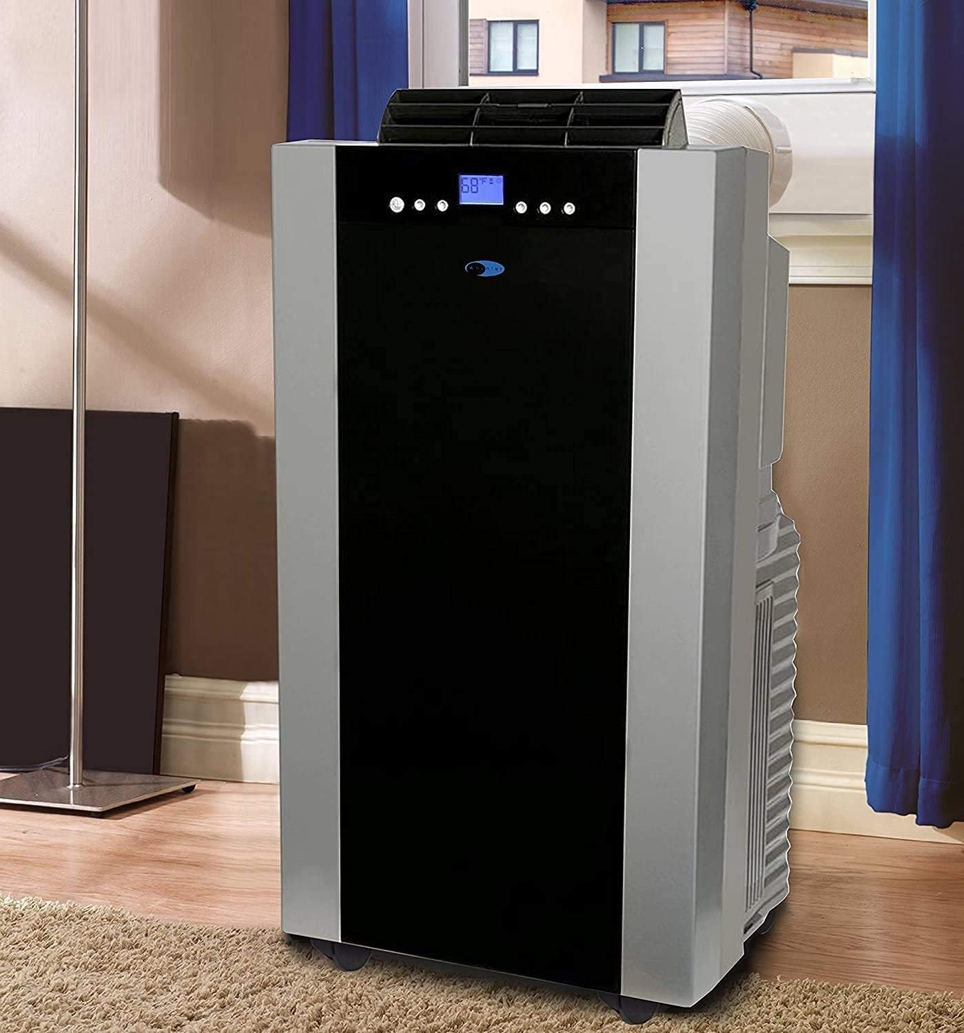 Whynter ARC-14S, Portable Air Conditioner, Dehumidifier, Dual Hose, 14,000 BTU, Fan, Activated Carbon Filter (Complete Set), With Bonus Premium Microfiber Cleaner Bundle, Platinum, Black