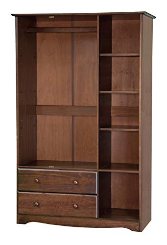 Palace Imports 100% Solid Wood Grand Armoire Wardrobe Closet, Java, 45.75" w x 72" h x 20.75", 4 Small Shelves, 1 Clothing Rod, 2 Drawers, 1 Lock Included. Renewable Eco-Friendly Wood, Made in Brazil