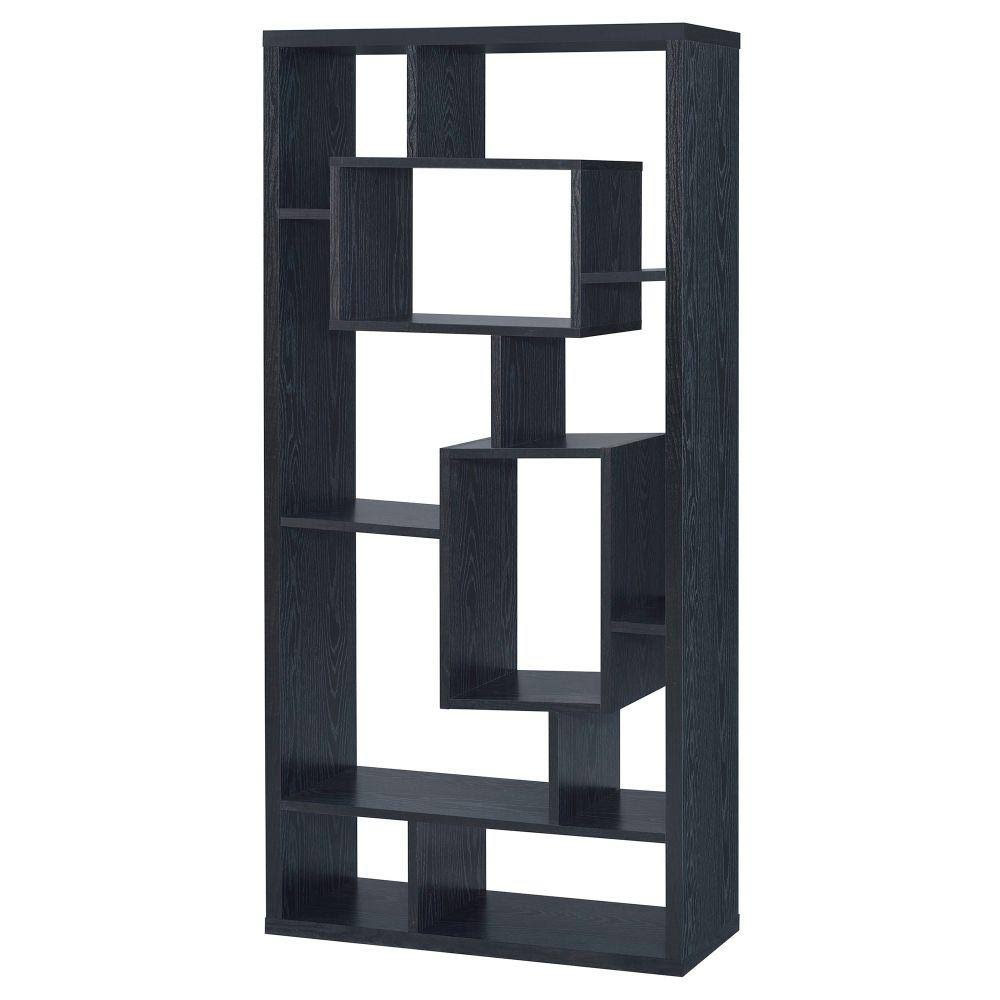Benzara - Asymmetrical Cube Black Book Case with Shelves