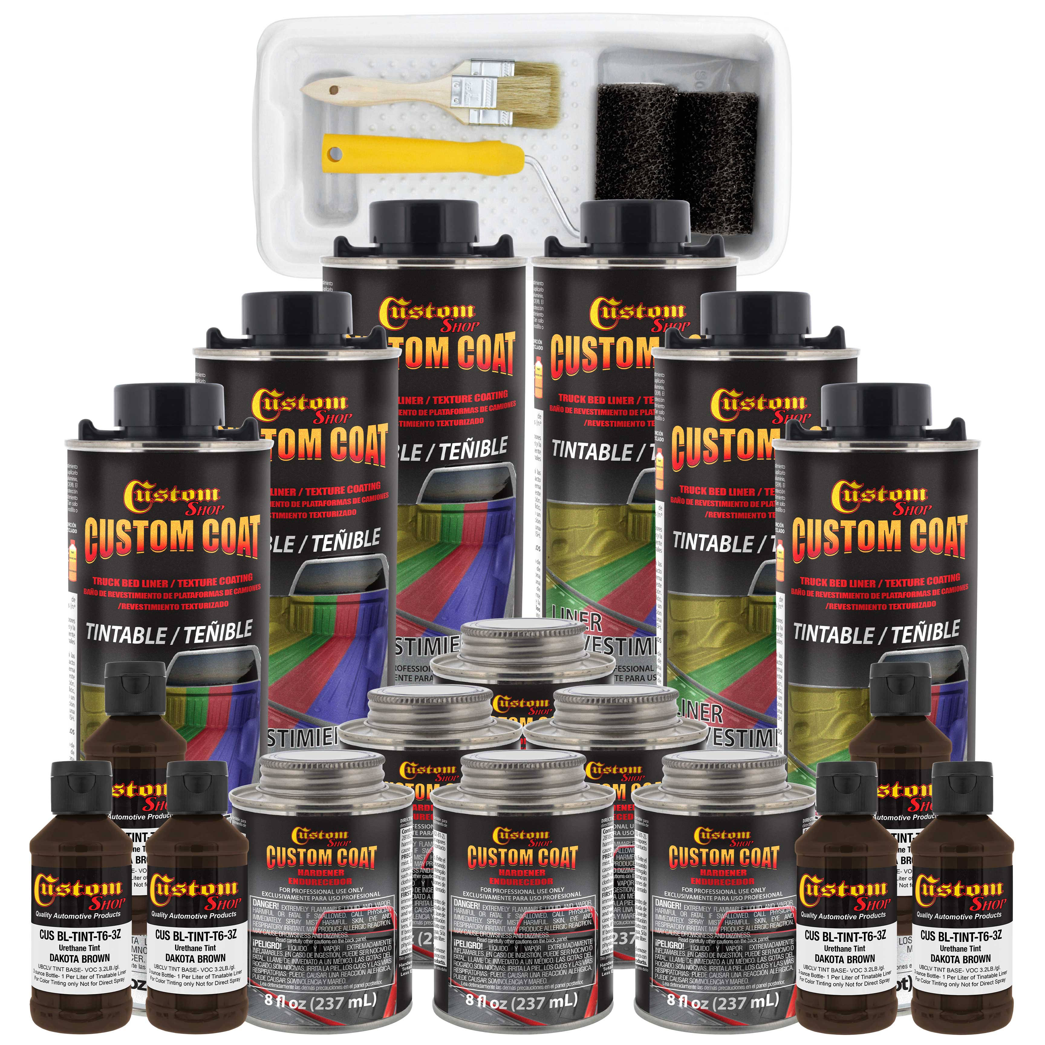 Custom Coat Dakota Brown 6-Liter Urethane Spray-On Truck Bed Liner Kit w/Free Roller, Tray u0026 Brush