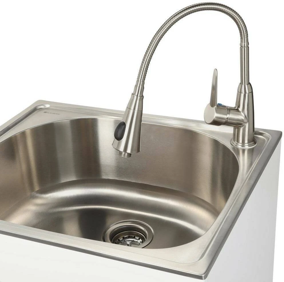 All-in-One 26 in. x 23 in. x 31 in. Stainless Steel Countertop Laundry/Utility Sink and Cabinet ql033y