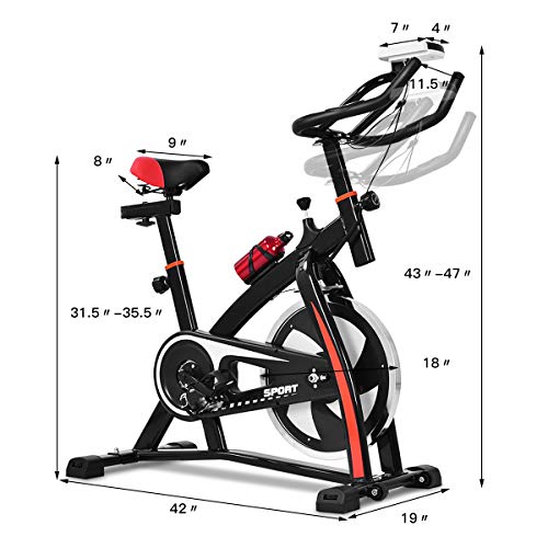 Indoor Bike Trainer Exercise Bicycle Fitness Cycling Smooth Belt Driven with Bottle Holder LED Display for Home Weight Loss Fitness Equipment