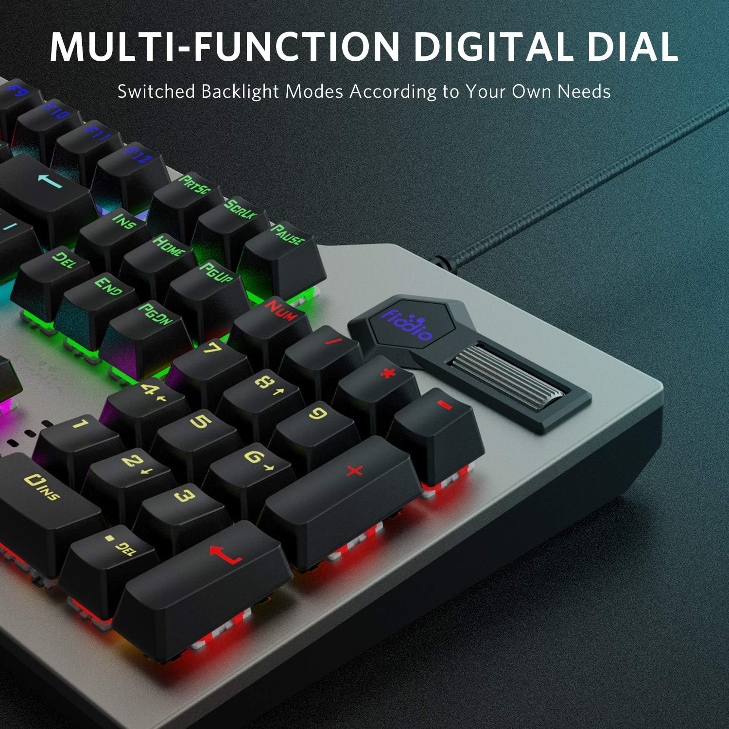 Fiodio Mechanical Gaming Keyboard, Wired RGB Rainbow Backlit Keyboard with Blue Switches, Ergonomic Standard Keyboard for Desktop, Computer, PC Pack of 2