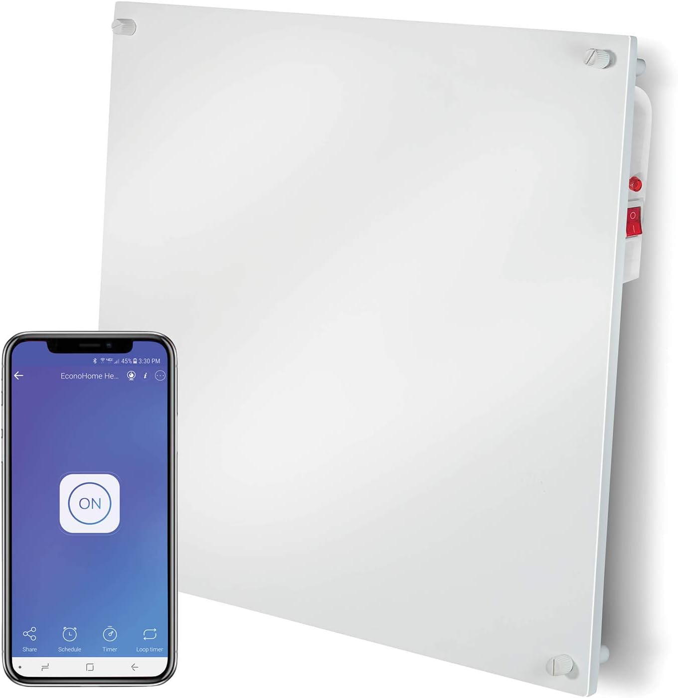 EconoHome Wall Mount Smart Space Heater Panel - Pairs with eWeLink App - 400W Convection Heater - For 120 Sq Ft Room - 120V - Save On Your Home Heating Costs - Overheat Protection