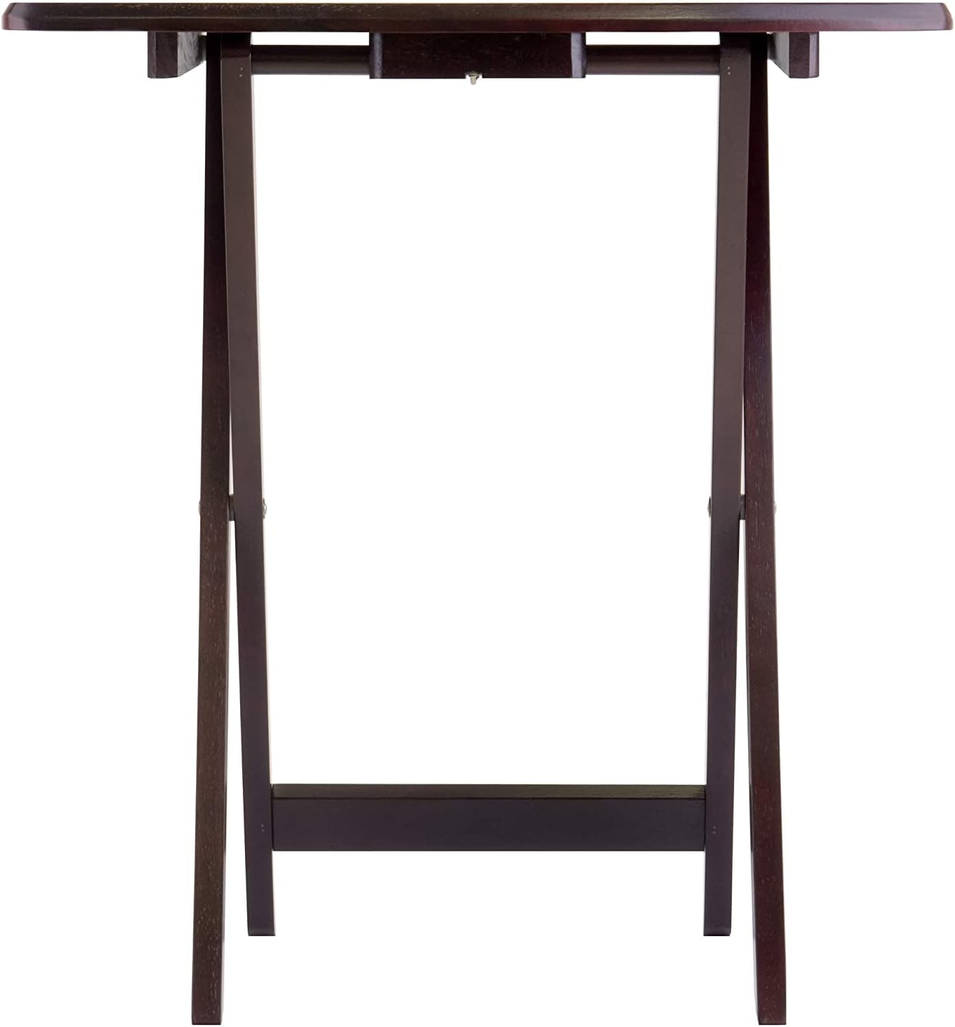 Folding Wooden Tray Table Portable, Lightweight and Functionality with No Assembly Required, Espresso Color, 15.75" D X 23.62" W X 25.51"
