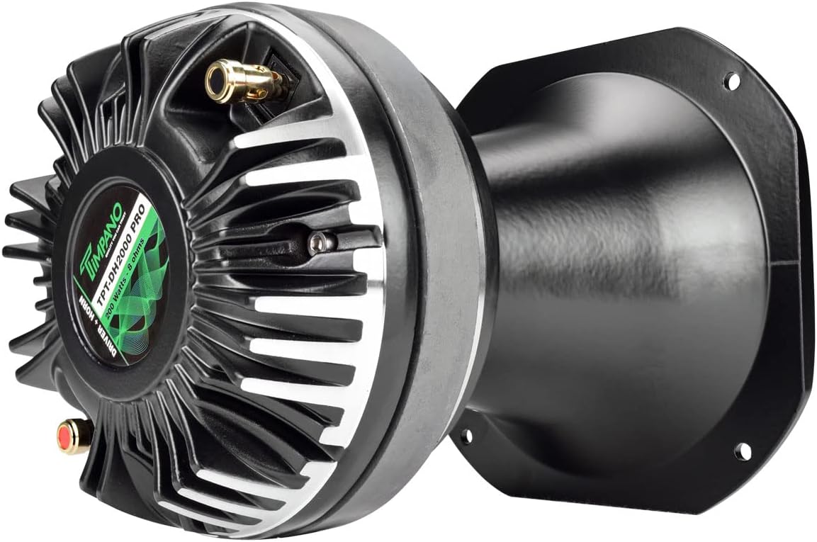 Timpano TPT-DH2000 PRO 2" Exit Compression Driver Horn 200 Watts Continuous Power 8 Ohm Pro Audio Aluminum Horn + Ferrite Driver Pack of 2
