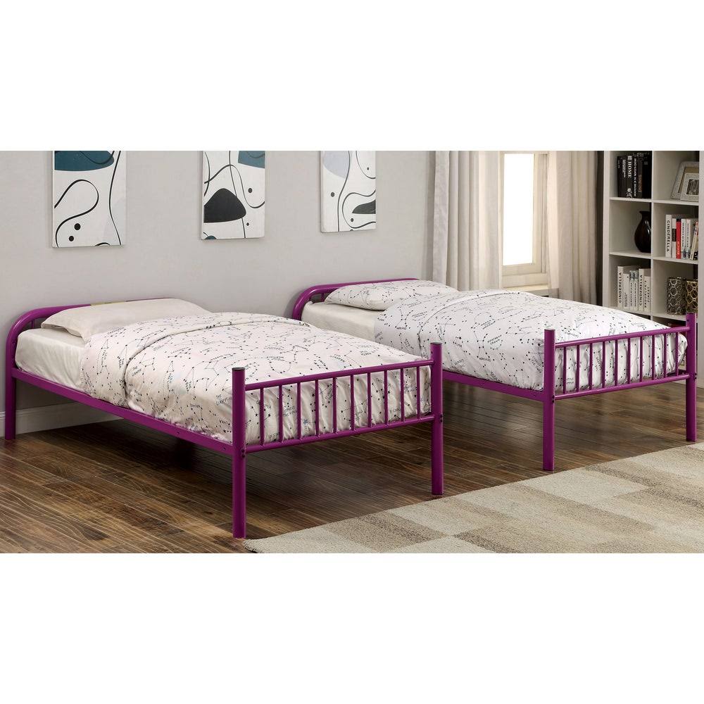 Furniture of America Linden II Twin Over Twin Metal Bunk Bed (Black)