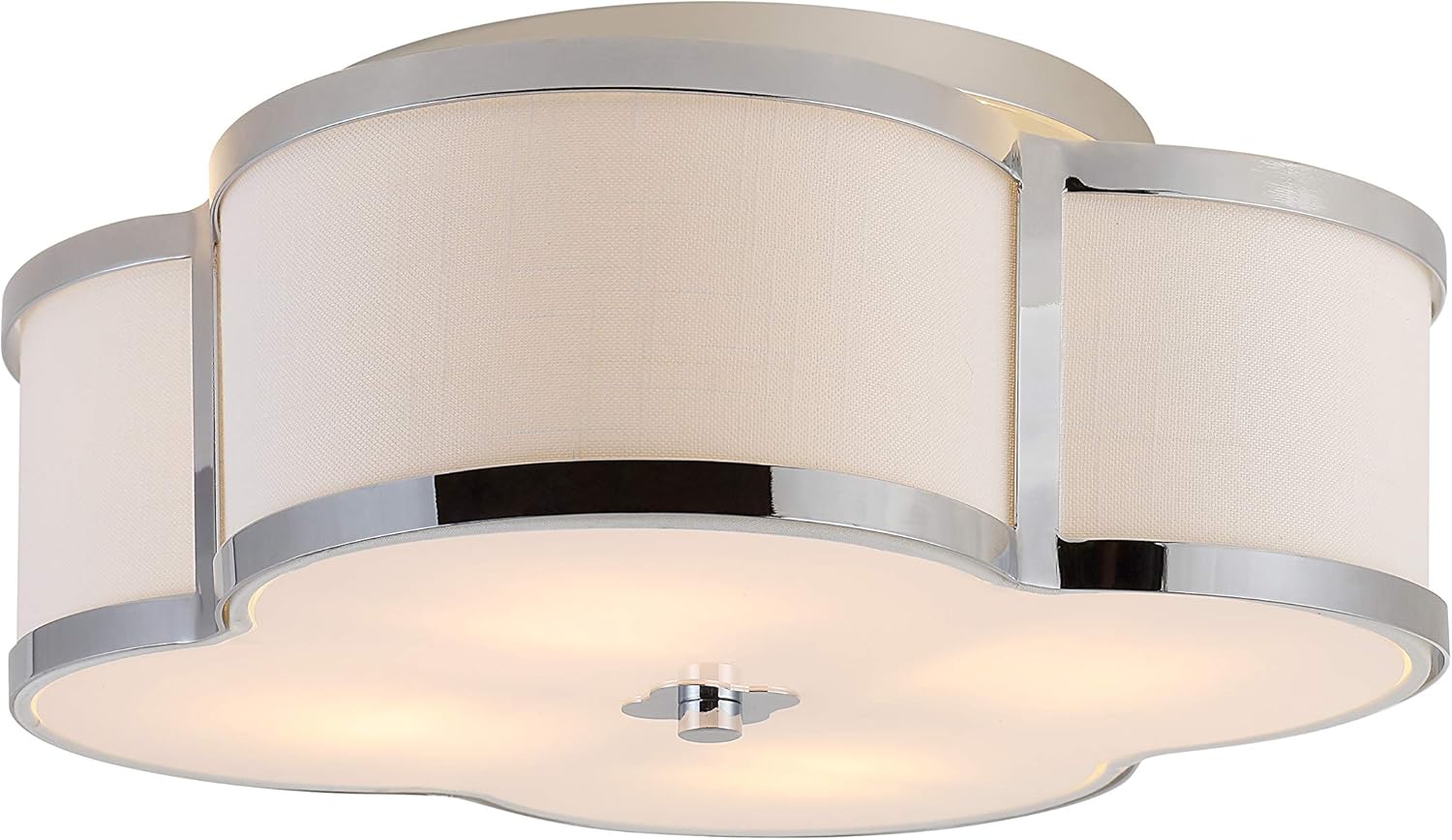 JONATHAN Y JYL9507B Quatrefoil Scalloped Shade Metal Classic LED Flush Mount, Glam Dimmable for Kitchen Hallway Bathroom, 2 Bulb, Brass Glod Pack of 2