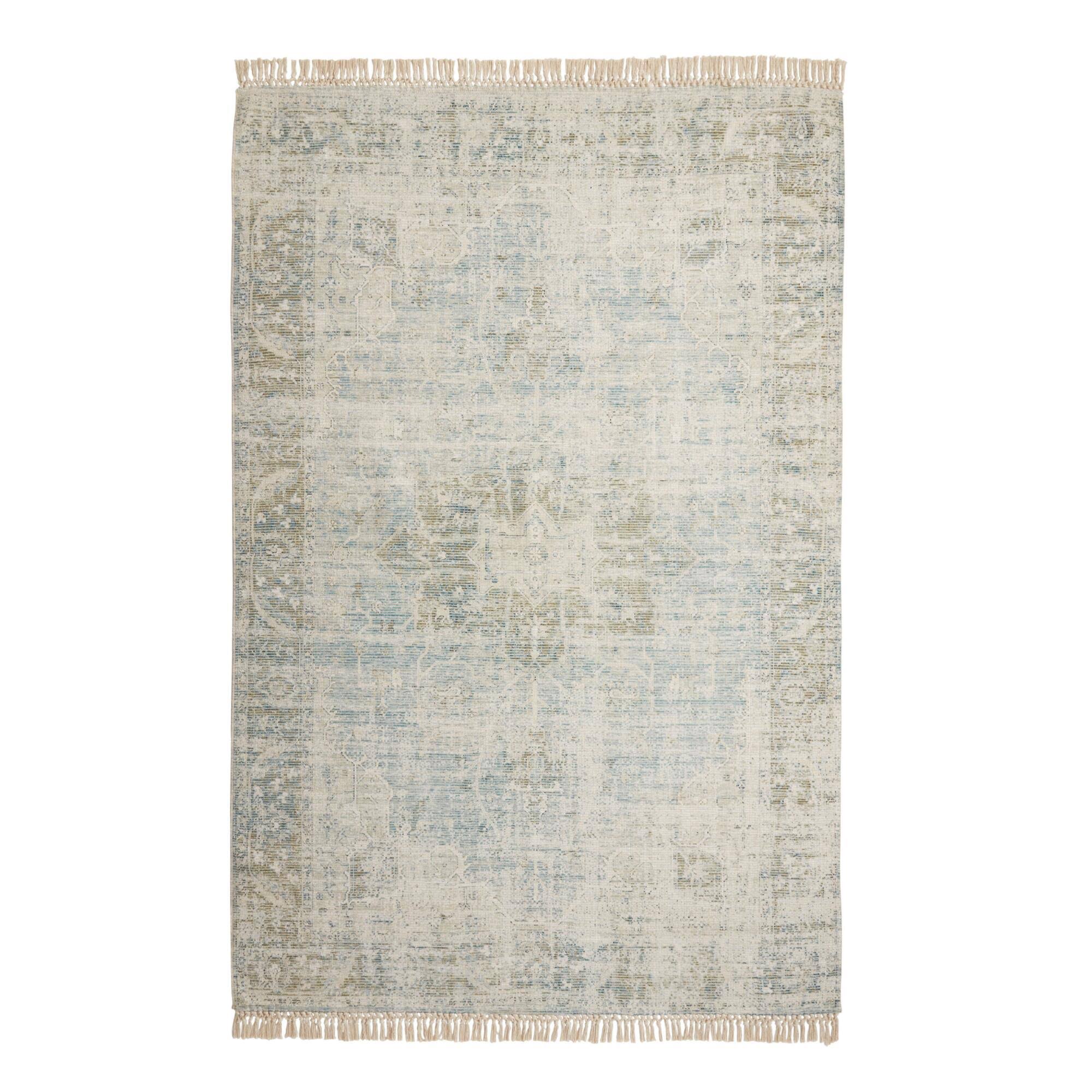Blue and Green Persian Style Capitola Area RUG: Multi - Cotton - 6' x 9' by World Market