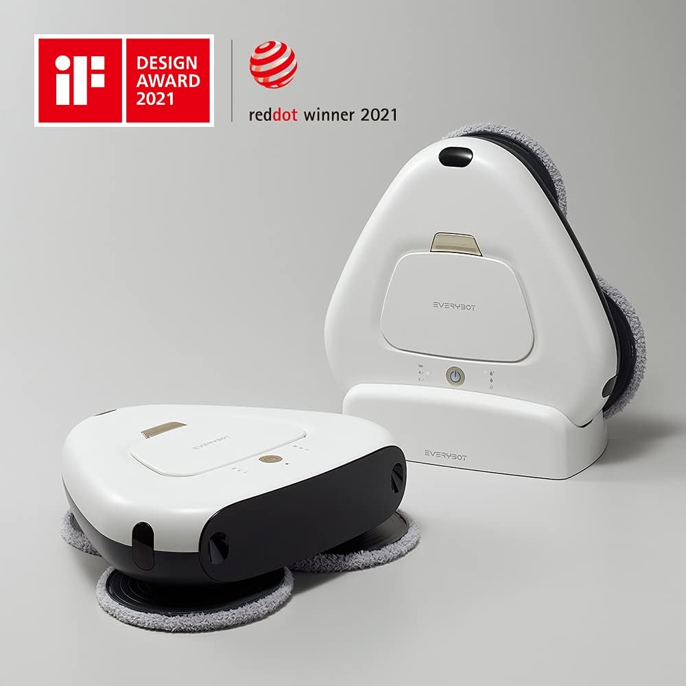 EVERYBOT Three-Spin, Heavy-Duty Wet Mopping Robot for Hard Floor Care with Super Easy & Simple Autonomous Cleaning and Extremely Silent Mopping Operation, Powered by Dynamic Spin Technology, White