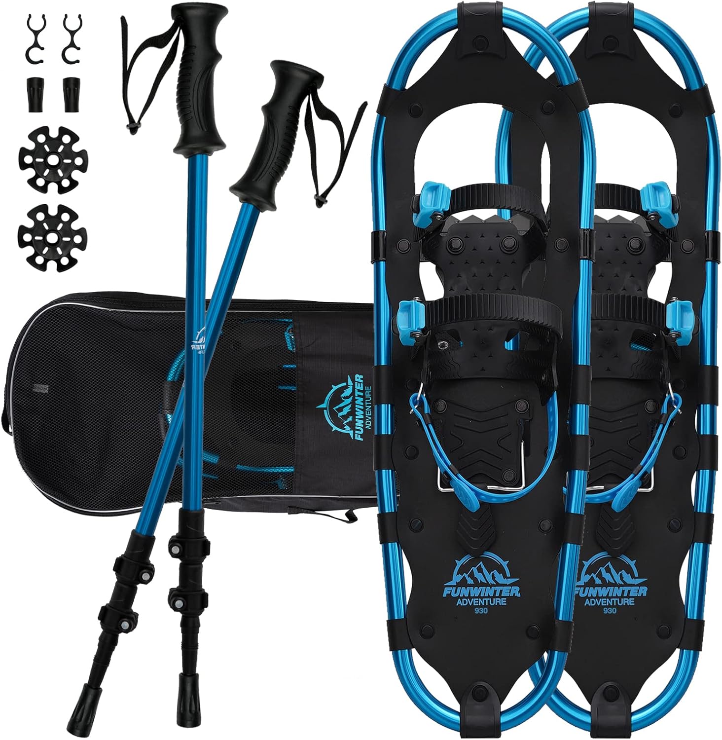 Tuxedo Sailor 21/25/30 Snowshoes Light Weight with Carrying Tote Bag and Trekking Poles,Easy to Wear Aluminum Alloy Snowshoes for Women Men Youth