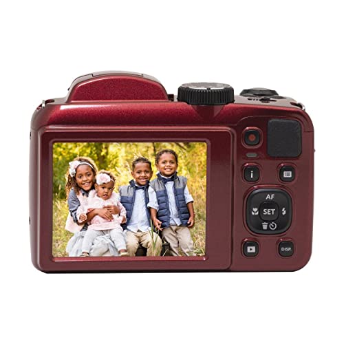 KODAK PIXPRO AZ255-RD 16MP Digital Camera 25X Optical Zoom 24mm Wide Angle Lens Optical Image Stabilization 1080P Full HD Video 3" LCD Vlogging Camera, with Bag & 32GB SD Card + Card Reader