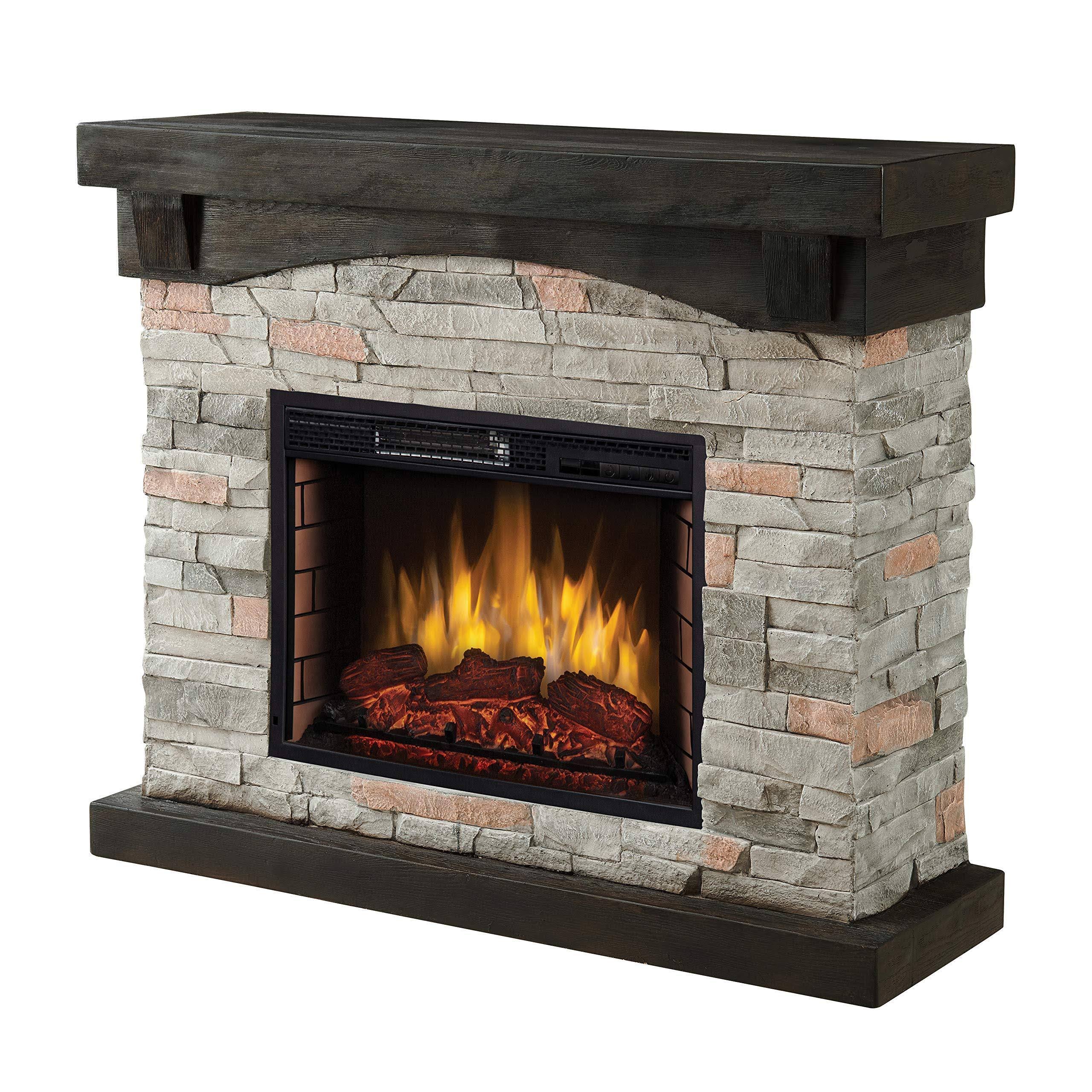 Muskoka 42x22 Sable Mills Grey Faux Stone Mantel Electric Fireplace