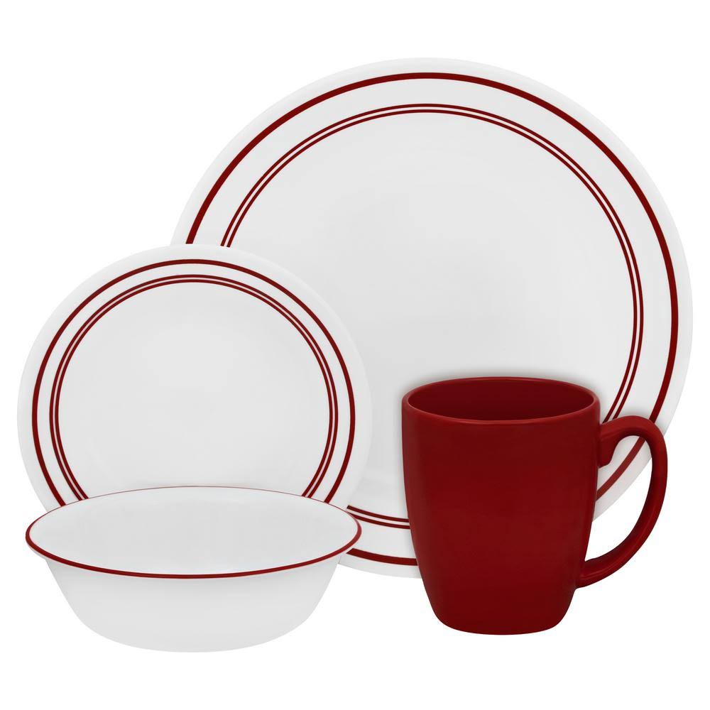 Corelle Livingware Classic Cafe Red 16-Piece Dinnerware Set