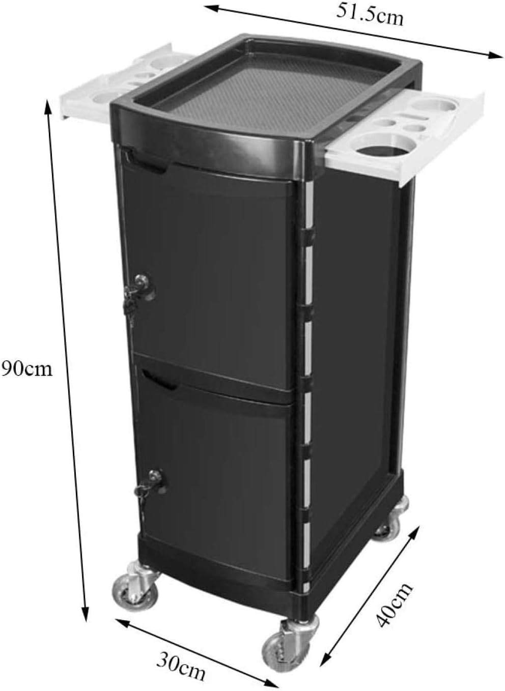 Serving Trolley Storage Trolley Rolling Cart with Tool Holder and Lockable Cabinet Door 6 Drawers Beauty Salon Salon Trolley
