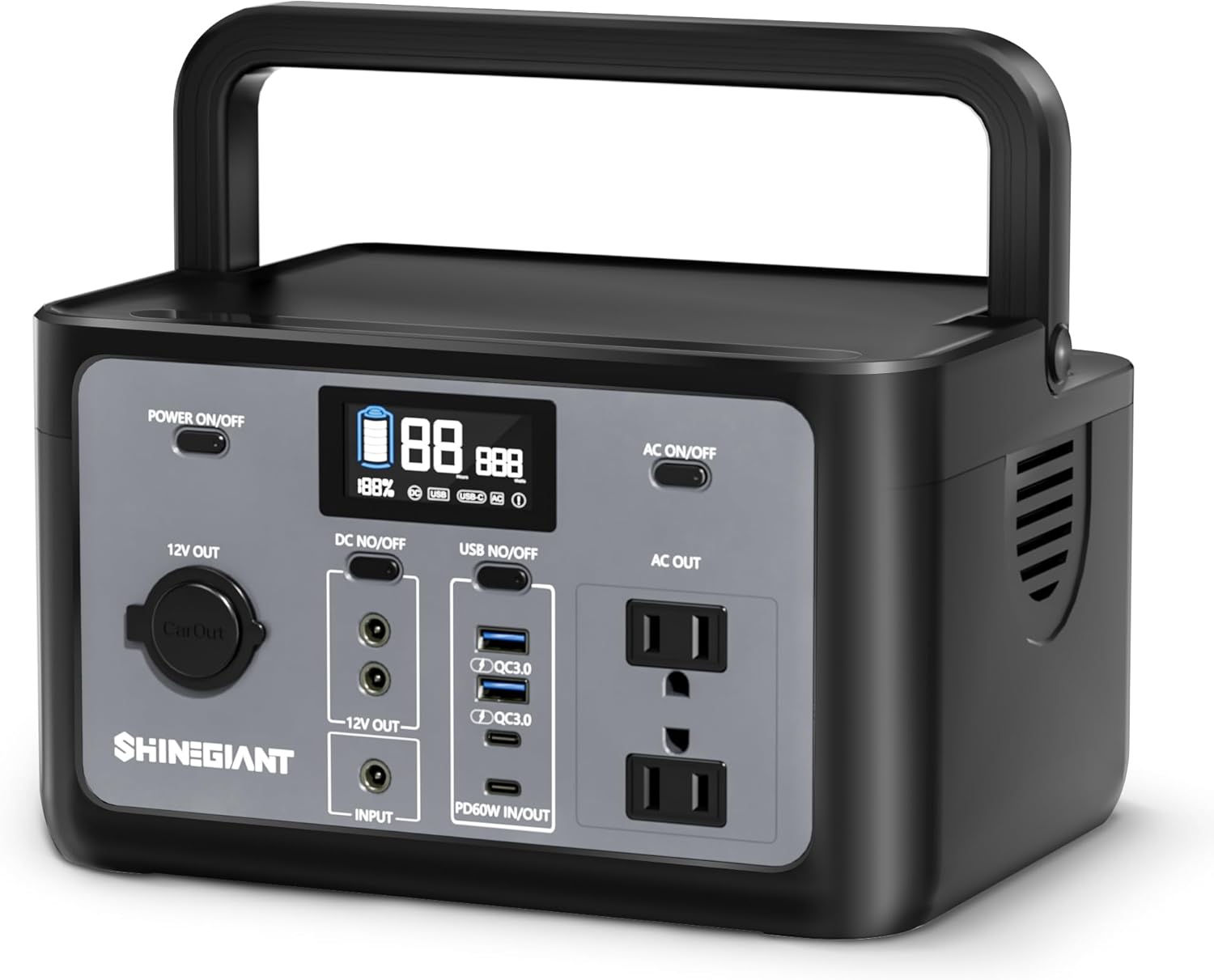 Portable Power Station 300W, SHINEGIANT 256Wh LiFePo4 Power Station with USB-C PD60W, 120V Pure Sine Wave AC Outlet, Solar Generator for Camping, Small Generator for Outdoor Travel Emergency Home Use