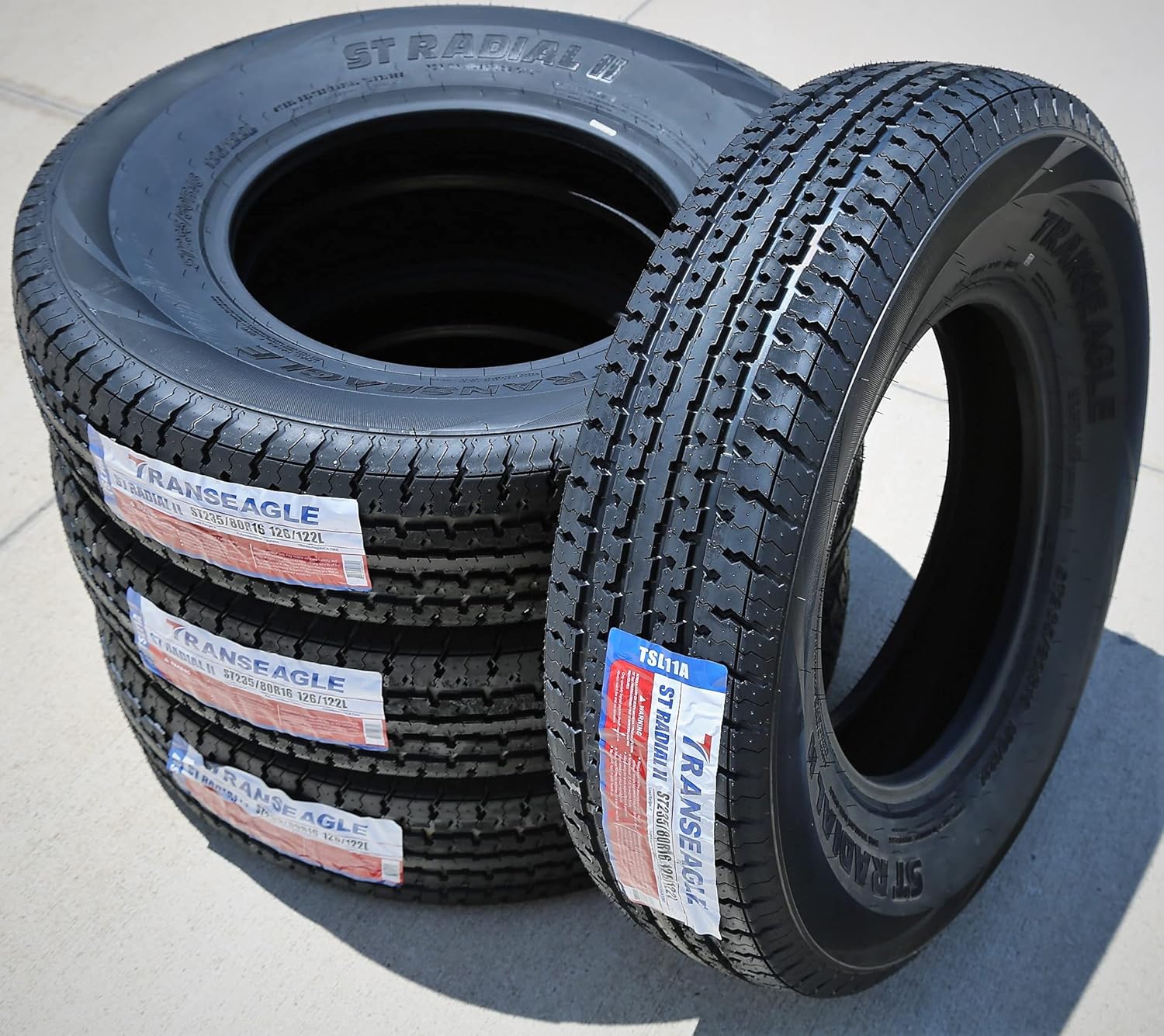 Set of 2 (TWO) Transeagle ST Radial II Premium Trailer Radial Tires-ST235/80R16 235/80/16 235/80-16 126/122L Load Range F LRF 12-Ply BSW Black Side Wall