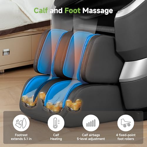 Real Relax 2025 Massage Chair Full Body，Zero Gravity 18 Fixed Point Shiatsu Massage Recliner with Lower Back and Calf Heating，Neck Massage and 12 Auto Modes，Home and Office Use，FS-01 Black
