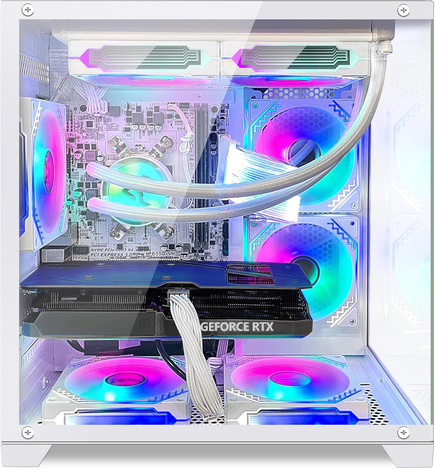 Panorama Gaming PC Desktop - AMD Ryzen 5 5600G 3.9GHz, RX 6650 XT 8GB, 32GB DDR4 RAM 3200, 1TB M.2 PCIE SSD, 240mm AIO, Windows 11 Pro 64-bit Desktop Computer, White