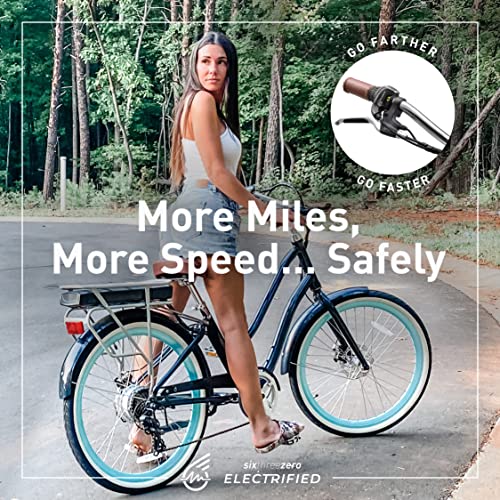 sixthreezero EVRYjourney Women's Electric Bike, Step-Through Touring Hybrid eBike, 250/500 Watt Motor, 26" Bicycle, Multiple Colors