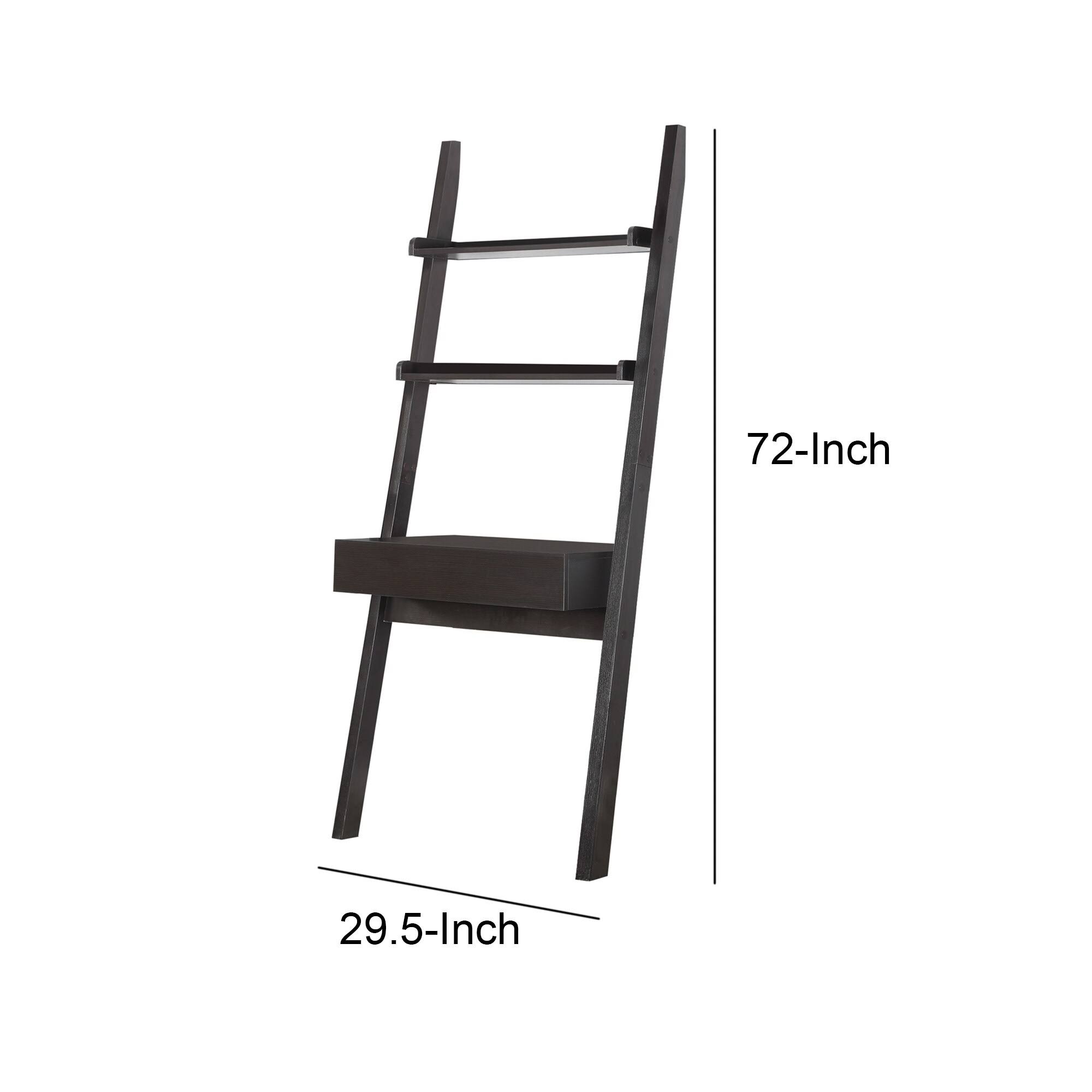 Benzara - Ladder Desk with One Drawer, Cappuccino