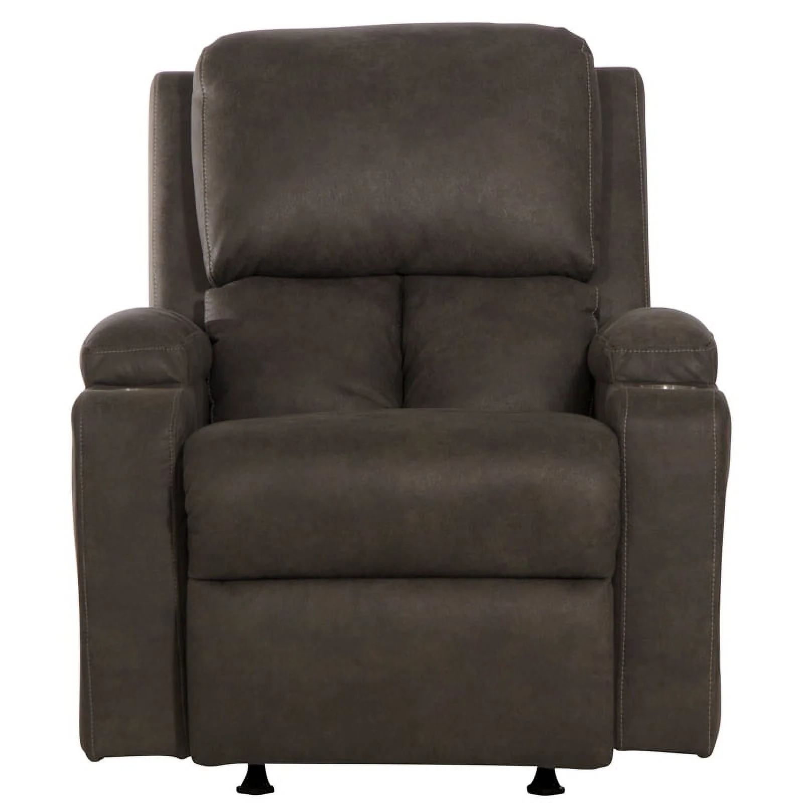 Catnapper Page Rocker Recliner with Two Cupholders in Gray Polyester Fabric