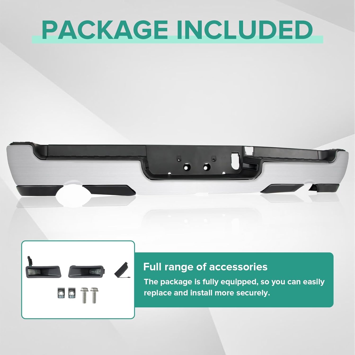 Rear Step Bumper Assembly Compatible for 2019-2024 Ram 1500, w/Dual Exhaust, Steel Chrome CH1103145