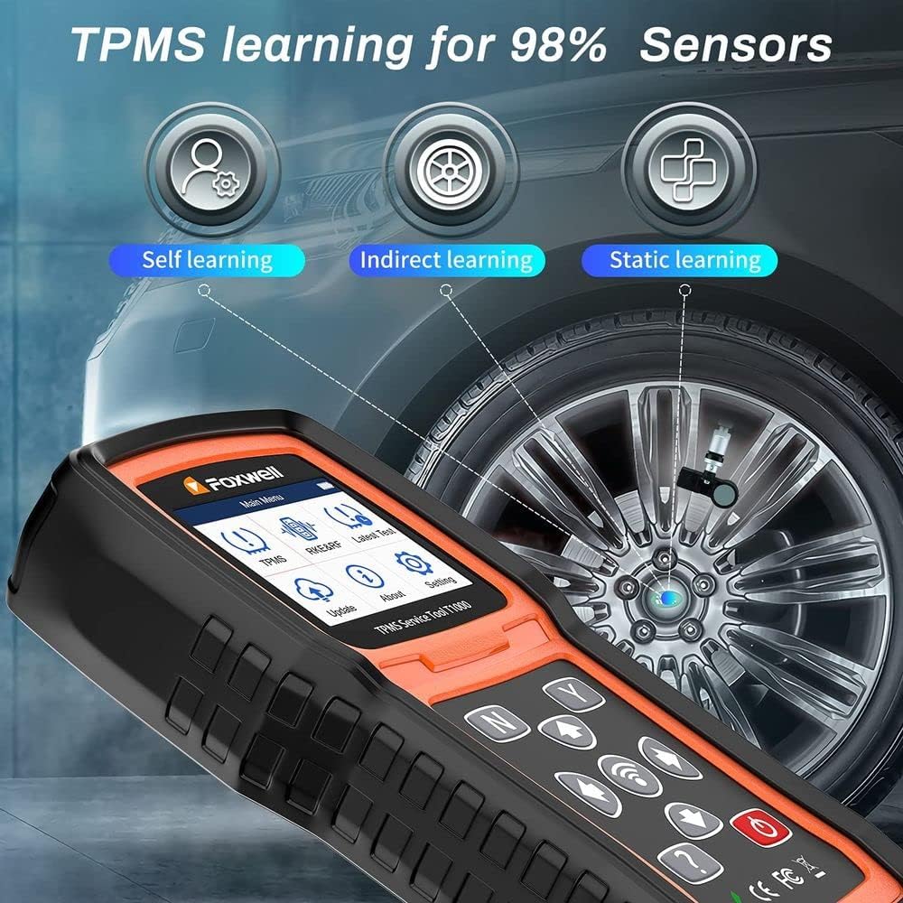 FOXWELL TPMS Sensor Relearn Tool T1000-TPMS Programming Tool with TPMS Sensor Activation, Tire Pressure Monitor System with TPMS Relearn/Activate All Sensors, Key Fob Testing, Lifetime Free Update
