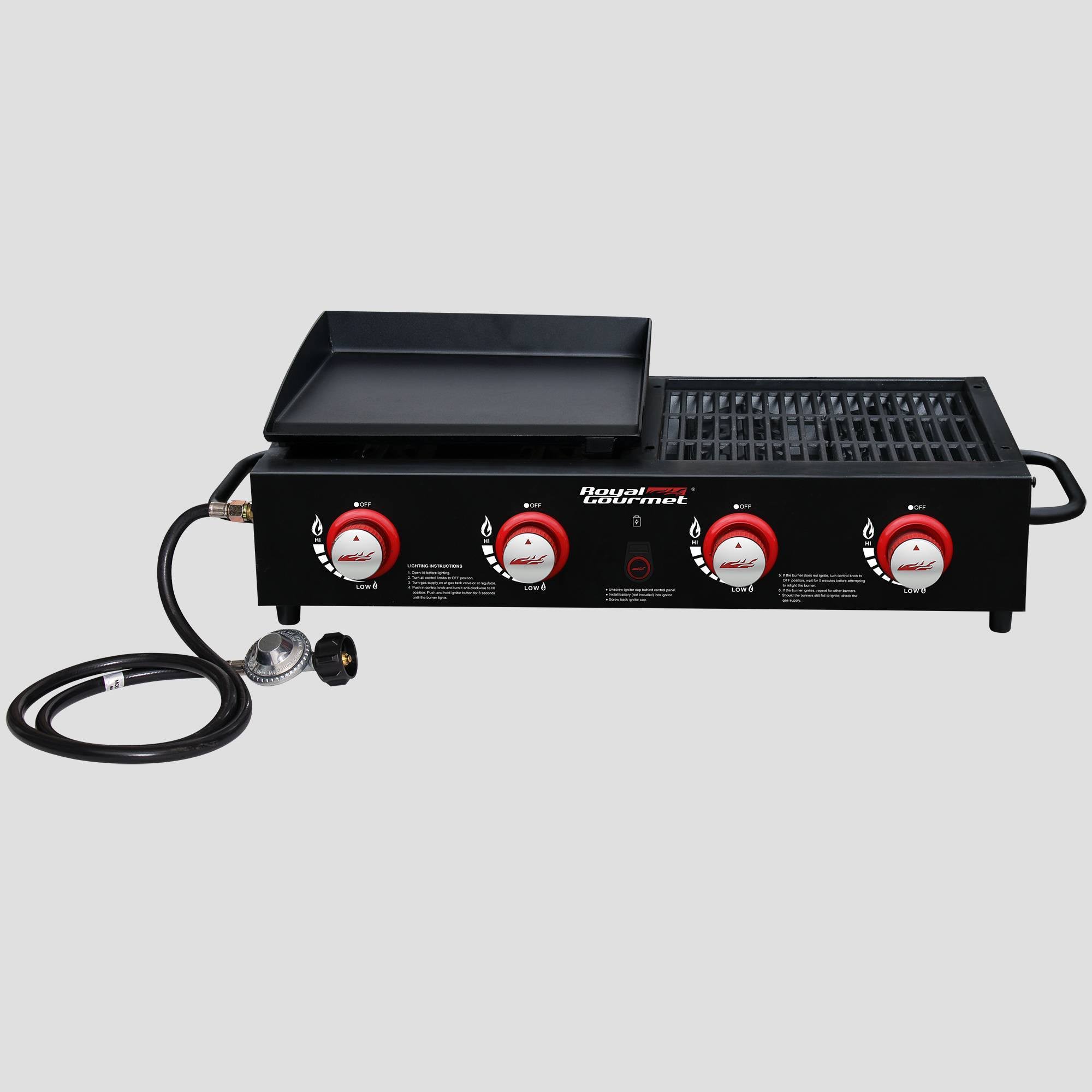 Royal Gourmet Tailgate 4-Burner GAS Griddle Combo Grill GD4002T Black