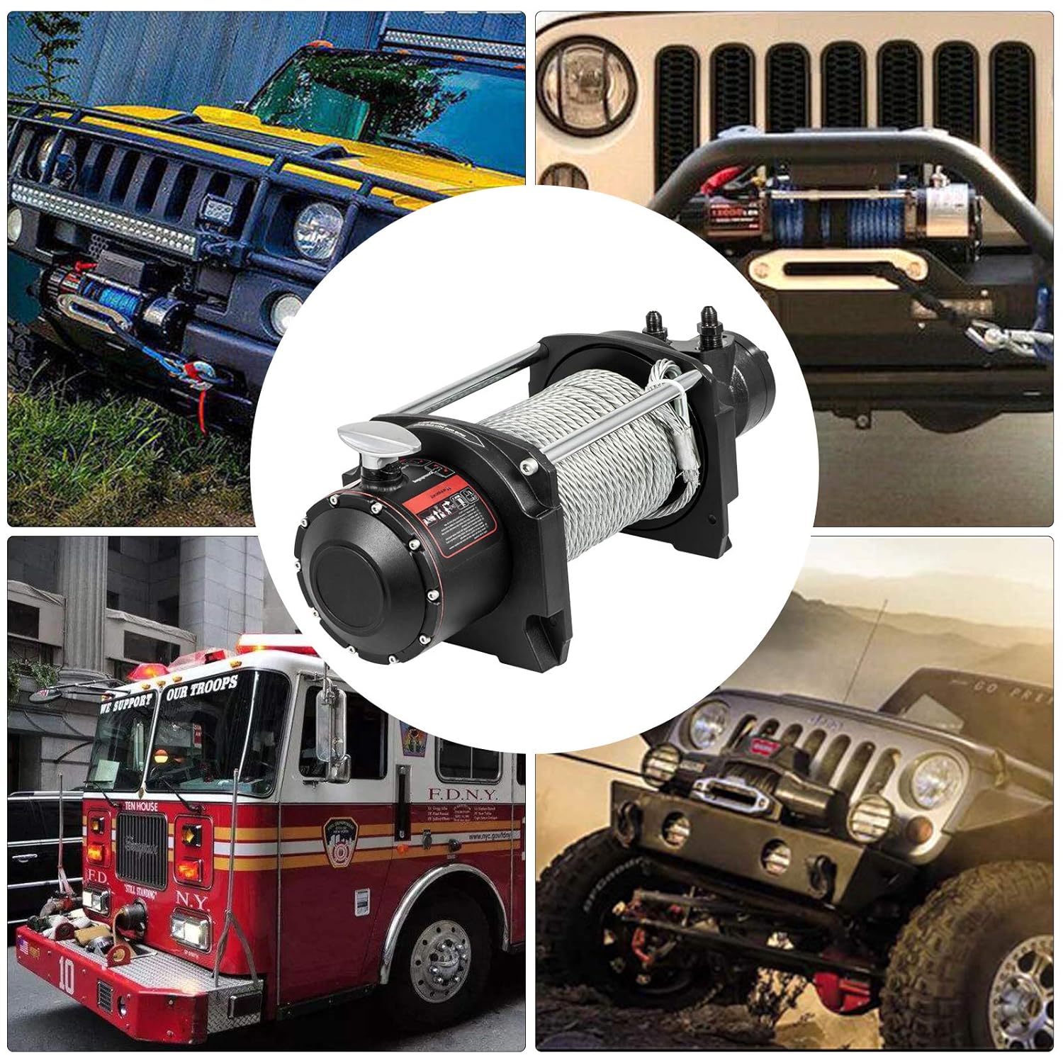 VEVOR Industrial Hydraulic Winch 10,000lbs, Hydraulic Anchor Winch with 24m Strong Steel Cable, Hydraulic Drive Winch Adapter Kit, Utility Winch with Mechanical Lock for Tacoma Yukon Hummer, etc.