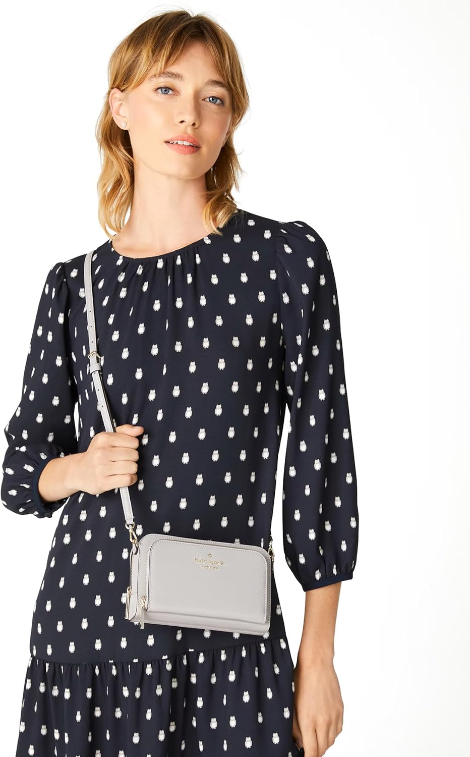 Kate Spade Staci Dual Zip Around Crossbody (Platinum gray)