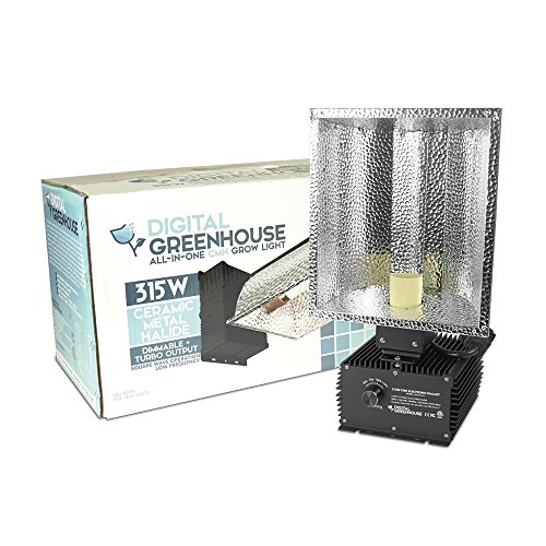 HTG Supply Digital Greenhouse 315W Ceramic Metal Halide Dimmable CMH System with GrowBright 3000K Full Spectrum Bulb & Hangers