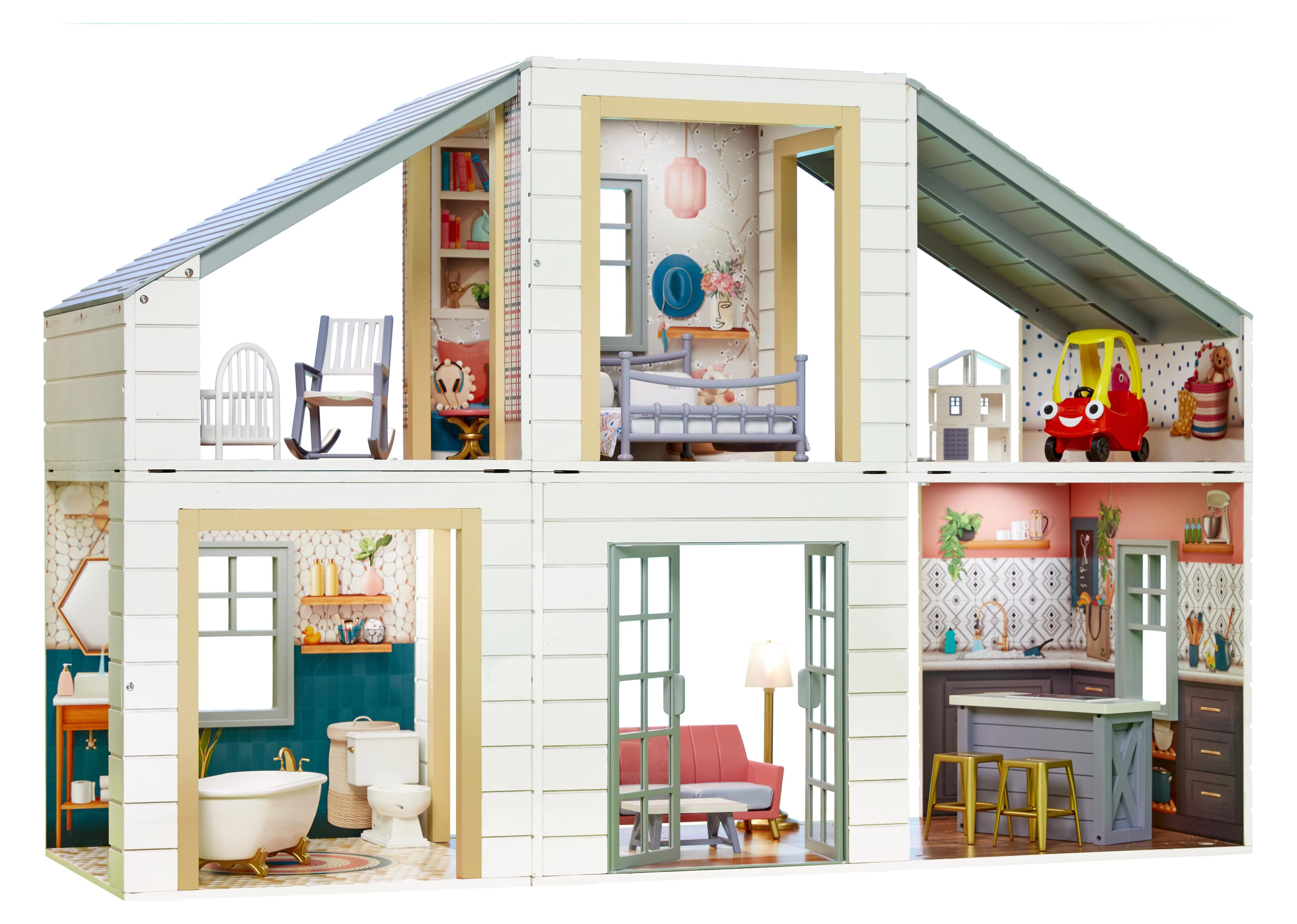 Little Tikes Real Wood Stack ‘N Style Dollhouse with 14 Accessories