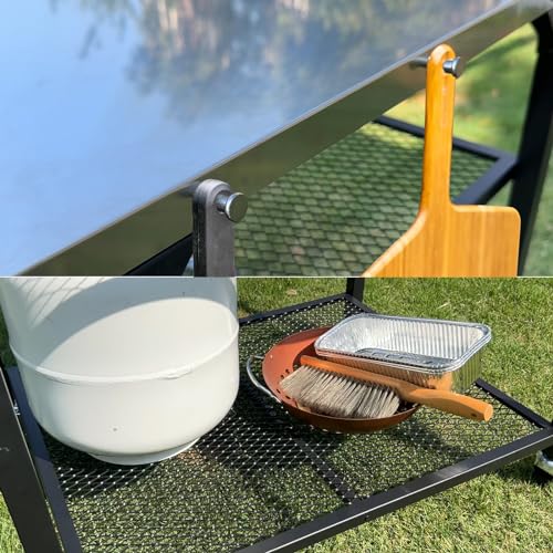 Outdoor Grill Table Cart Ninja Woodfire Outdoor Grill(OG700 Series),2024 Upgraded Thicken Double-Shelf Movable Pizza Oven Table, Stainless Kitchen Island, for Blackstone Griddle Stand Cart