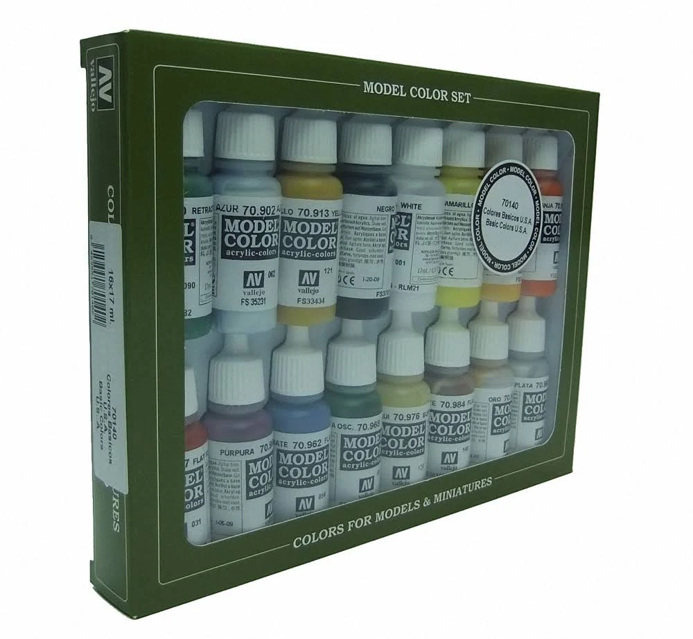 Vallejo Model Colour Basic Colors USA 16 Colour Acrylic Paint Set 70140