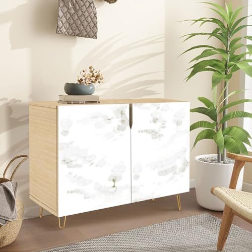 Mid Century Sideboard Buffet Kitchen Storage Cabinet with 2 Doors texture golden veins natural pattern for Abstract black white gold Cupboard Console Table Bar Cabinet for Dining Room Hallway