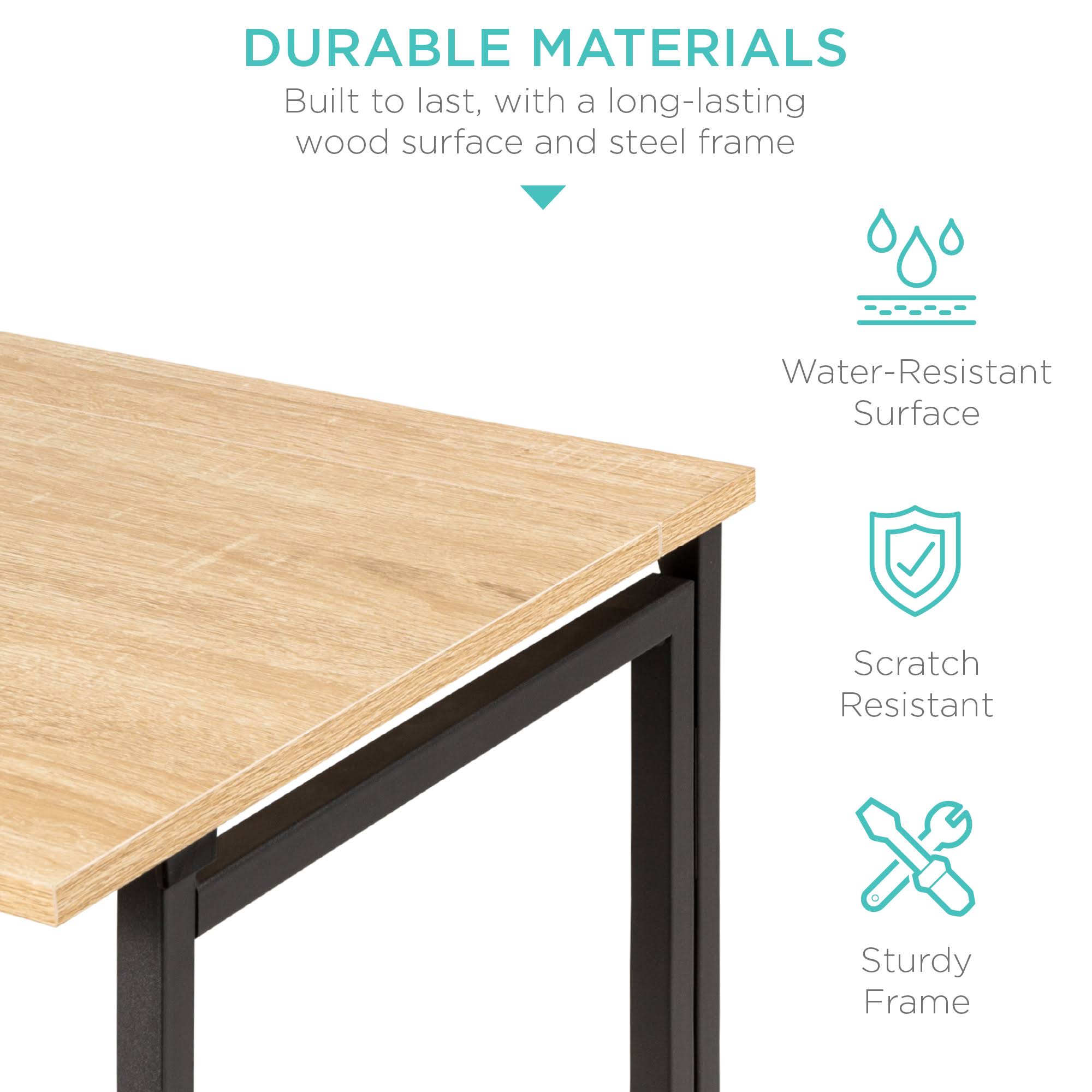 Best Choice Products 42in Folding Drop Leaf Desk for Home Office w/ Wood Table Top, Space Saving - Black/Natural
