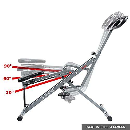 Sunny Health & Fitness Row-N-Ride Squat Assist Trainer for Glutes & Legs Workout with Adjustable Resistance, Optional Full Motion & Smart Connected Fitness App