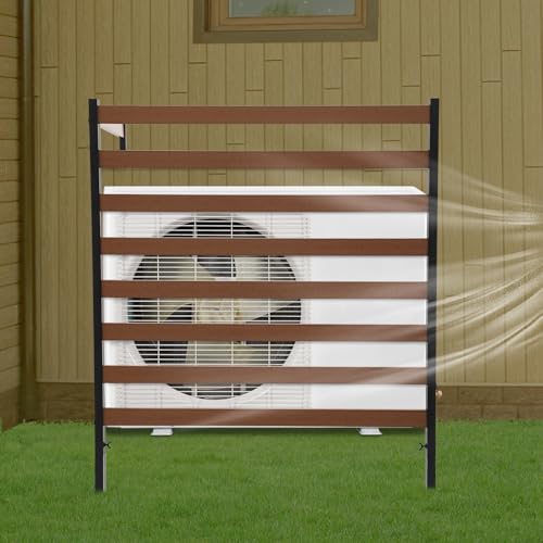 Air Conditioner Fence 2 Panels 39"W x 51"H Privacy Screens Fence Panel for Outdoor Units Pool Equipment Trash Can Enclosure for Outside (Brown)