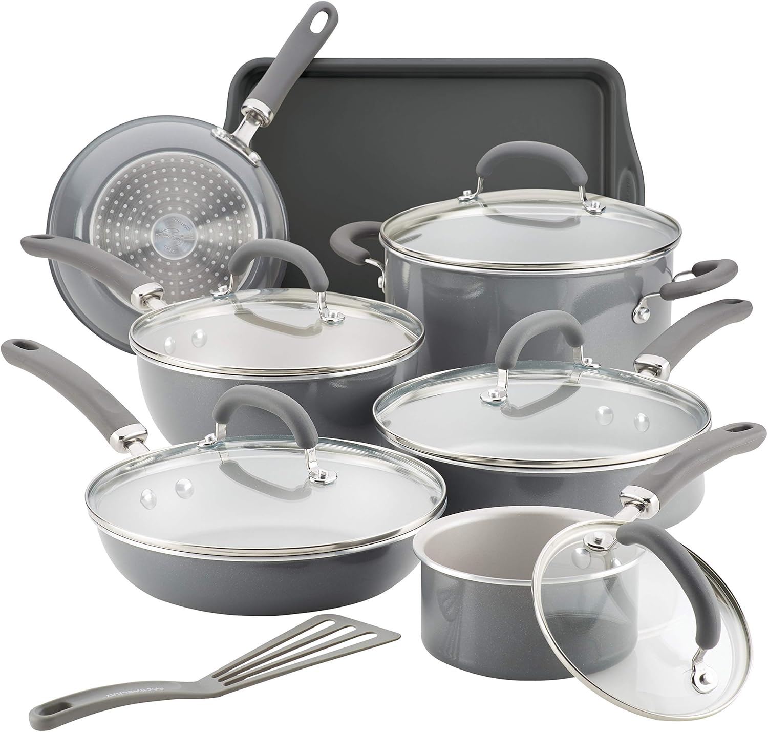 Rachael Ray Create Delicious Nonstick Cookware Pots and Pans Set, 13 Piece, Teal Shimmer