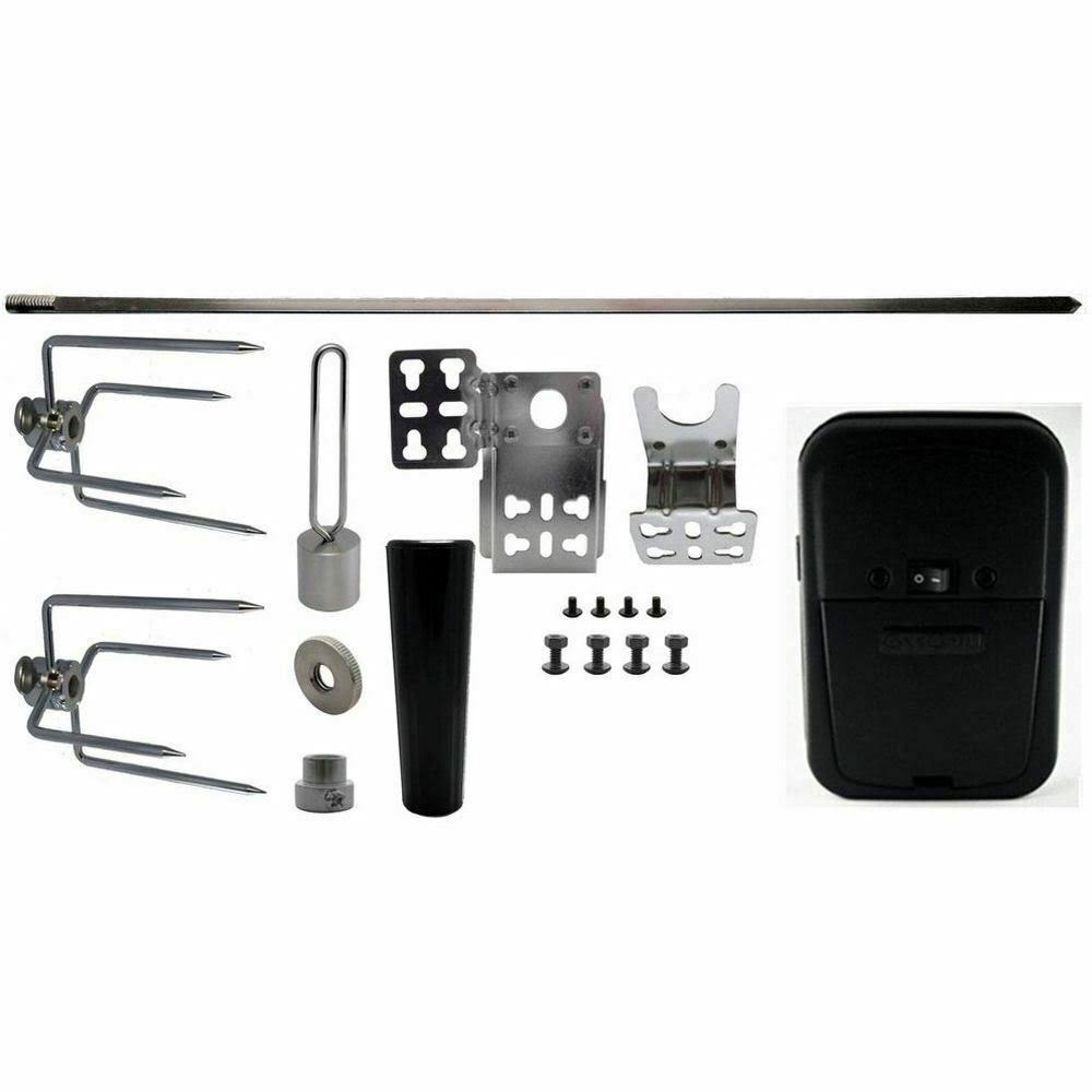OneGrill 4PS1011 Universal Grill Rotisserie Kit Black Cordless Motor - 28x22x5/16x22
