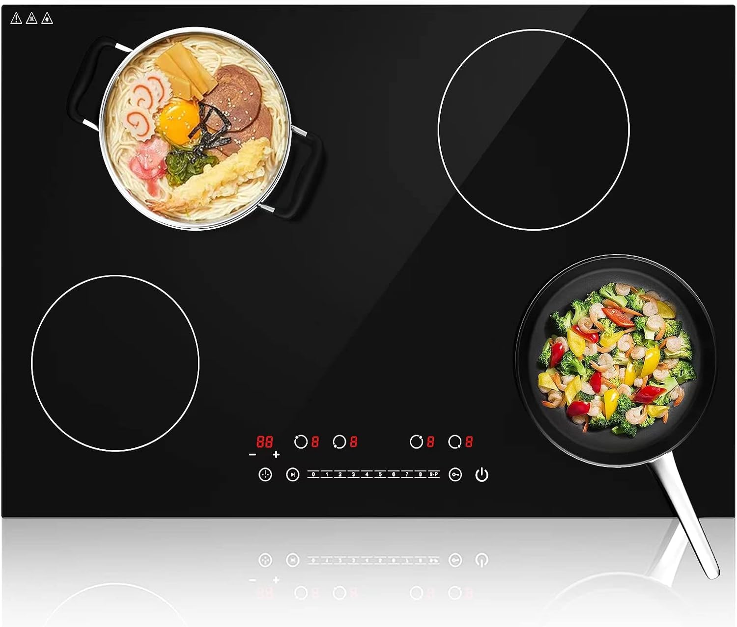 Induction Cooktop 30 Inch, GTKZW 6400W Electric Cooktop 4 Burners 220v,Built-in Electric Stove Top, LED Touch Screen, 9 Heating Level, Kid Safety Lock, Keep Warm Function,Hardwired, no Plug