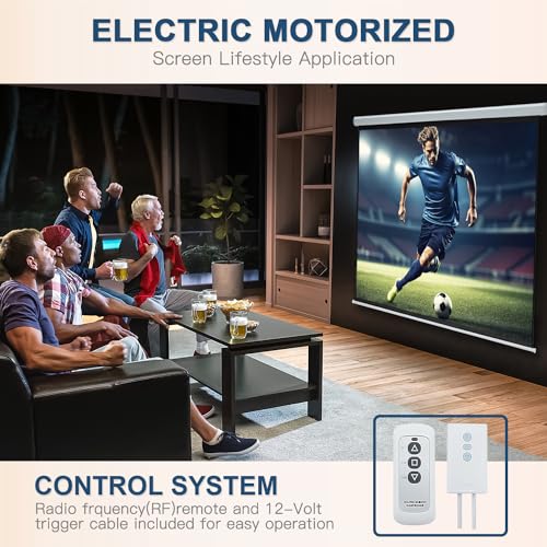 YODOLLA 100" Projector Screen Motorized 4:3, 4K HD Pull Down Retractable Projection Screens Electric Automatic Wall Ceiling Movie Screen for Office Classroom Indoor with Remotes…