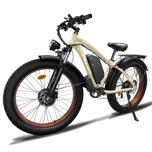 2000W Fat-Tire Electric-Bike for Adults，Dual Motor e Bike 48V 22.4AH with Hydraulic Shock Absorber 35MPH,26” Fat Tire Electric Bicycle for Snow Beach Mountain Off Road Commuter