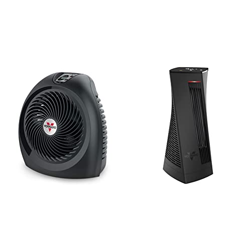 Vornado VH2 Whole Room Space Heater, Linen & MVH Vortex Heater with 3 Heat Settings, Adjustable Thermostat, Tip-Over Protection, Auto Safety Shut-Off System, Whole Room, Black