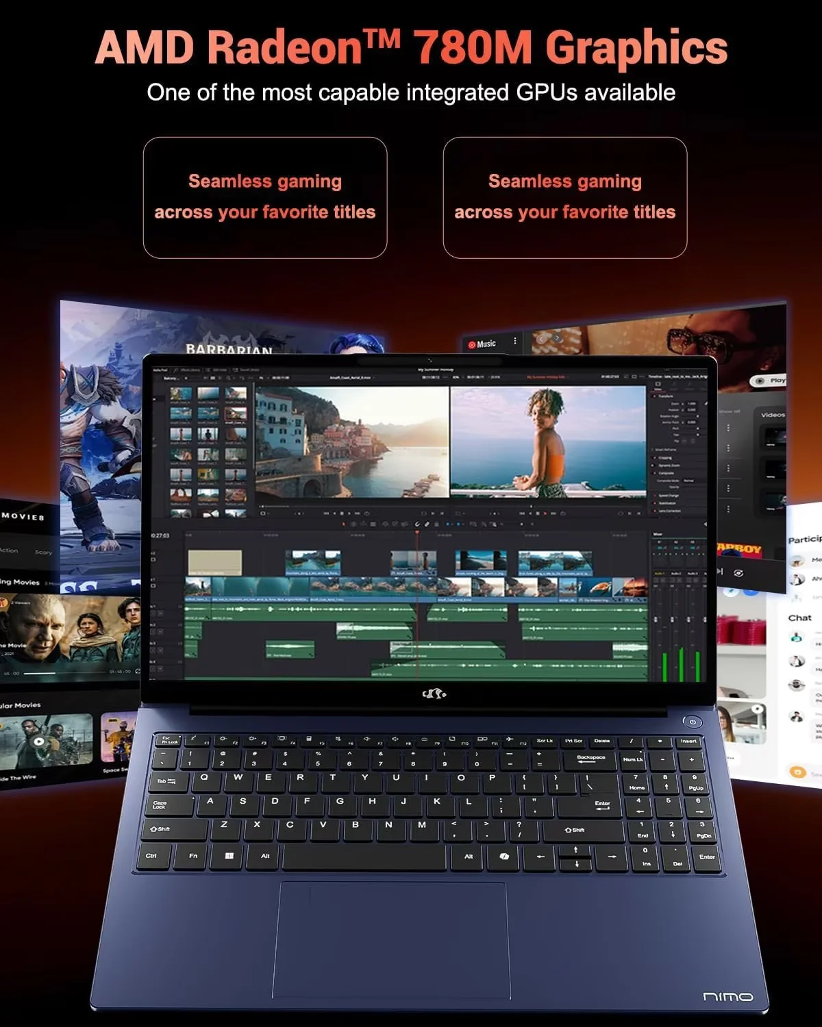 15.6" Gaming Laptop-IPS FHD, AMD Ryzen 7 8745HS Radeon 780M GPU (Beat R9 6900HX, up to 4.9GHz) 32GB DDR5 RAM 2TB SSD 100W Type-C Computer with Fingerprint USB-C 4.0 Backlit Keyboard