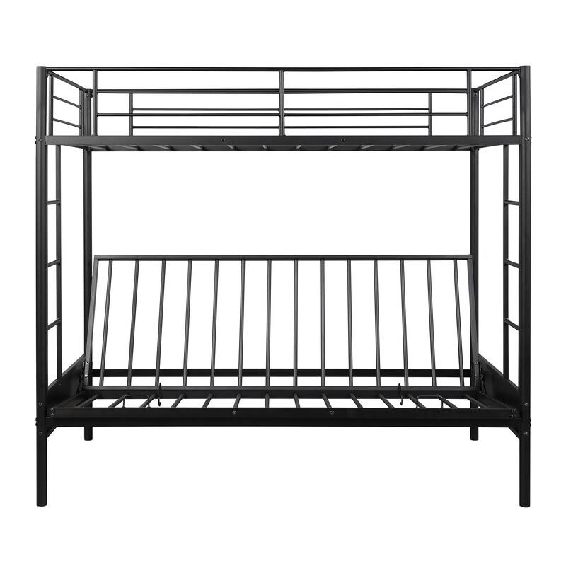AOOLIVE Twin Over Full Metal Bunk Bed, Multi-Function, Black