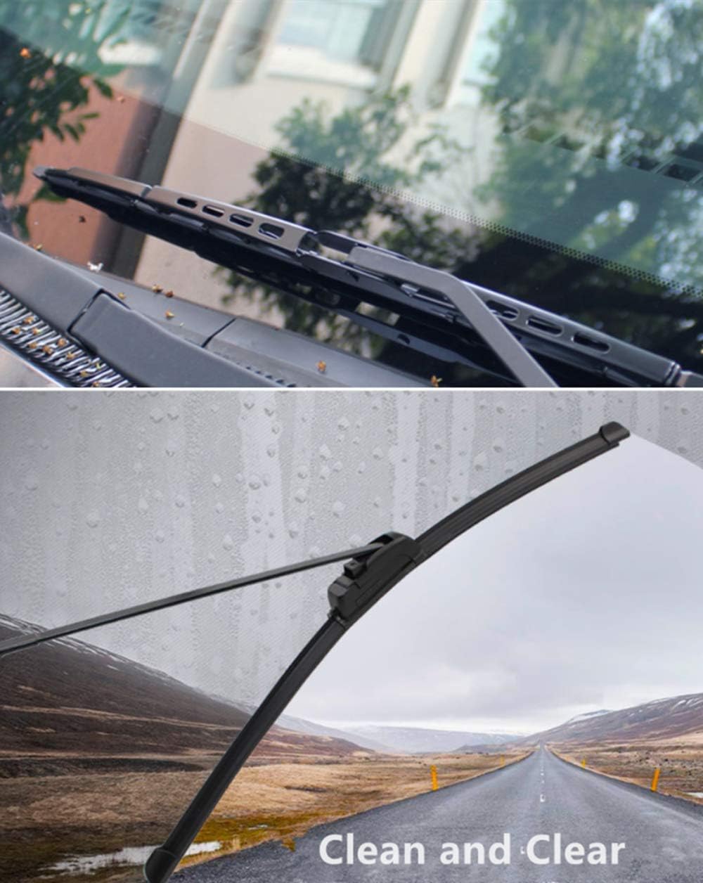 Qarmar Universal 12V Electric Wiper Motor Assembly Universal UTV Hard Coated Polycarbonate Windshield Wiper Arm Wiper Blade Motor Kit with Automatic Return Function （350mm/400mm） Pack of 2