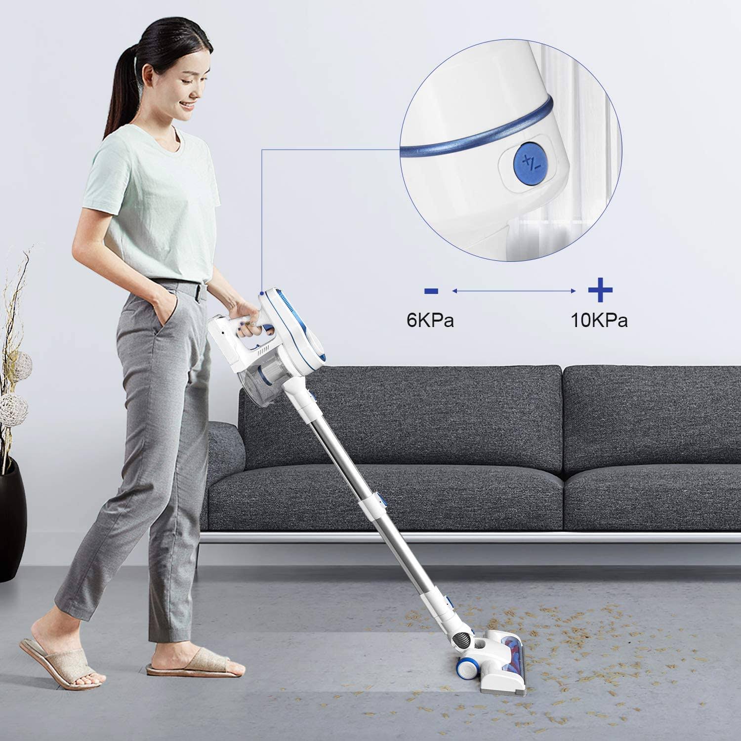 Aposen Cordless Vacuum Cleaner, Upgraded Powerful Suction 4 in 1 Stick Vacuum Cleaner 35min-Running Detachable Battery, 1.2L Lar