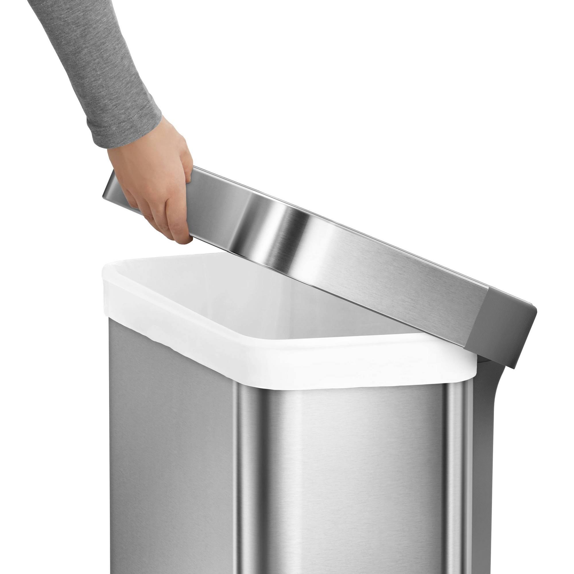 simplehuman 55L Rectangular Step Trash Can Brushed Silver